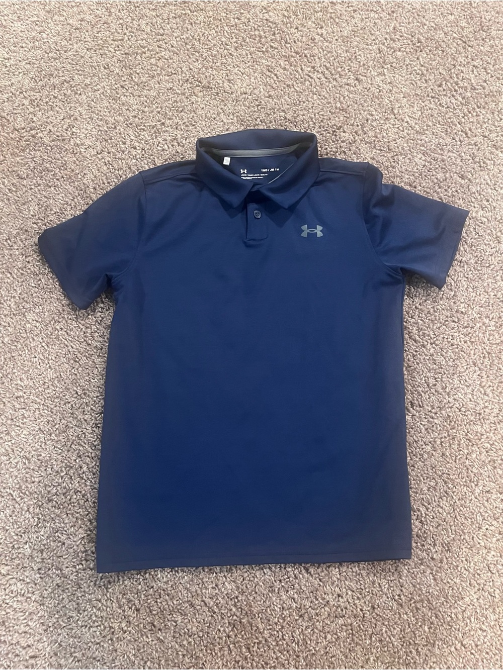 Under Armour Polo Shirt NAVY Golf Loose Youth Medium Boy School